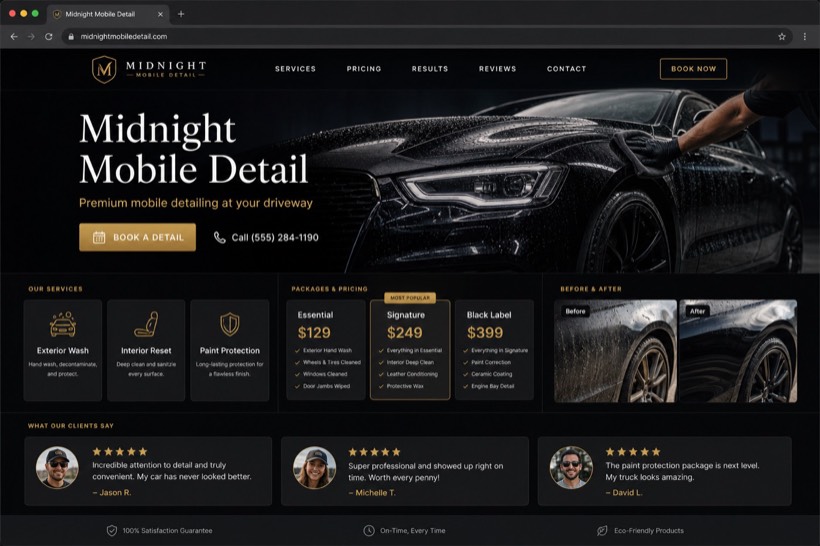 Mobile detailing website concept by SolvSite