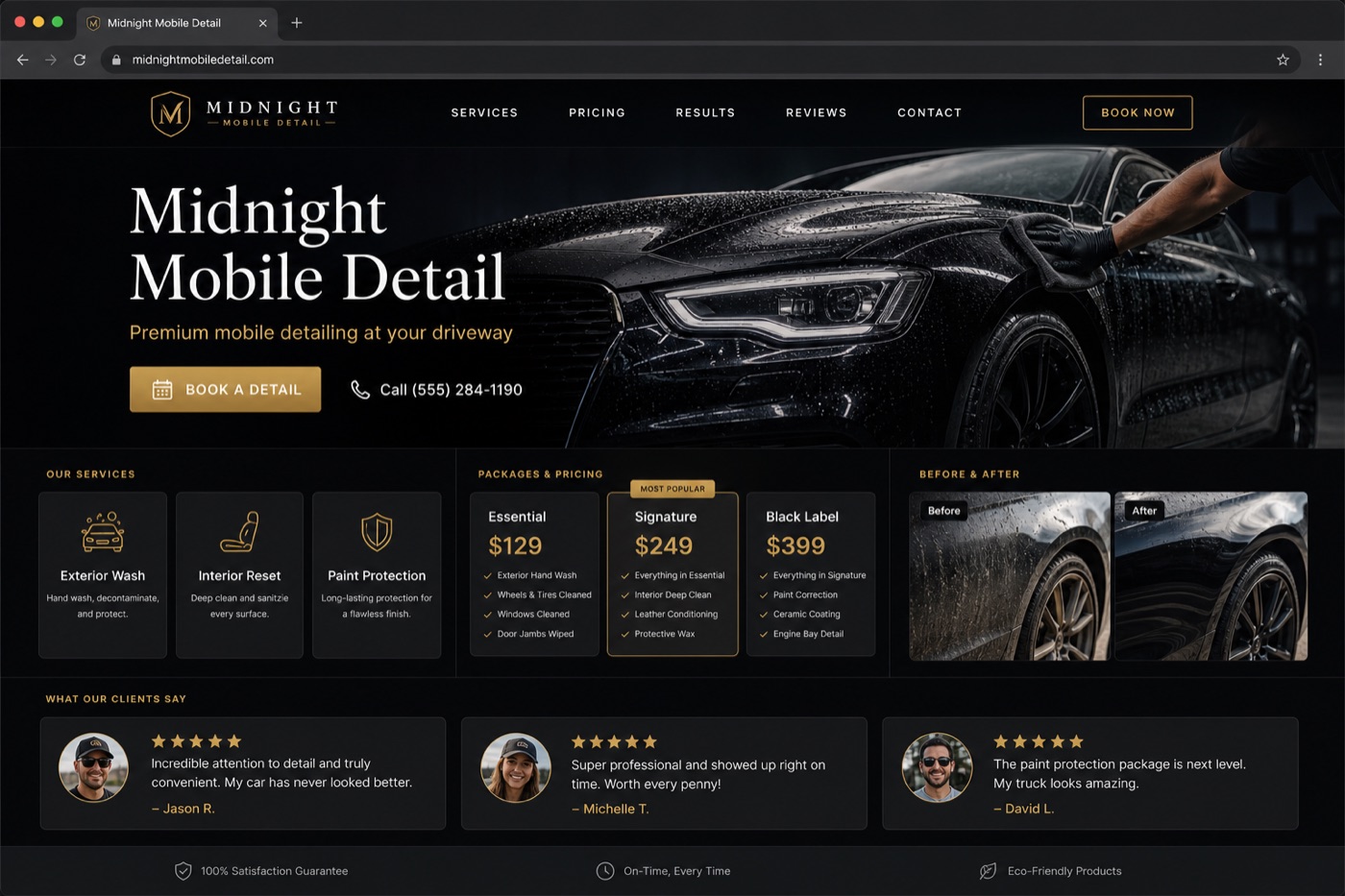 Home service website concept mockup
