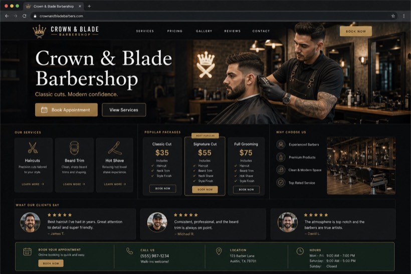 Barbershop website concept by SolvSite