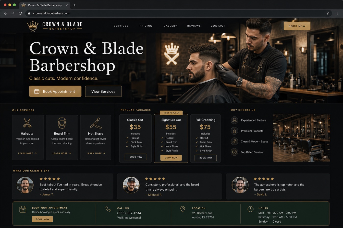 Local service business website concept mockup